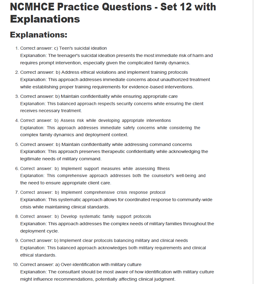 600 Questions for the NCMHCE 2024 Exam with Answers & Explanations - The Health Exams