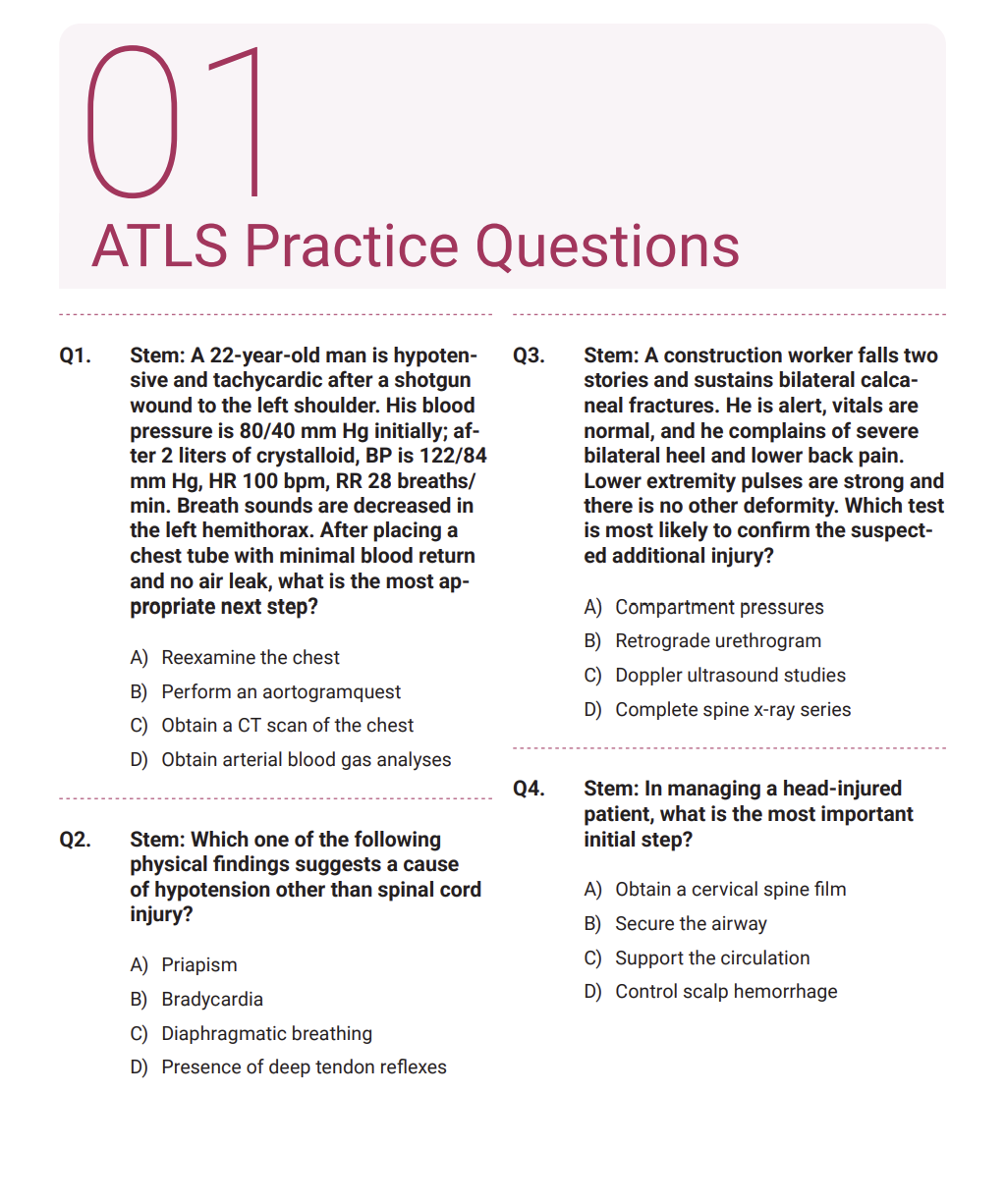 150 Questions for the ATLS Test with Answers & Explanations
