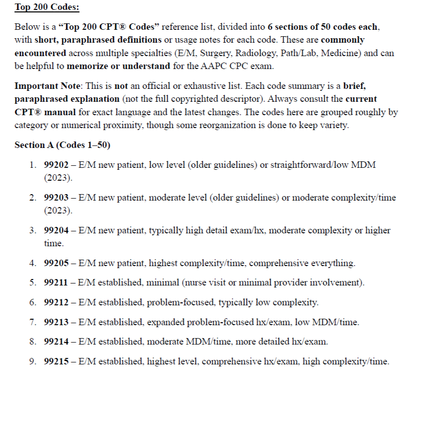 AAPC CPC 2025 Ultimate Exam Study Guide | 267 Pages of Detailed Notes, Mock Exams, Cheat Sheets, & More