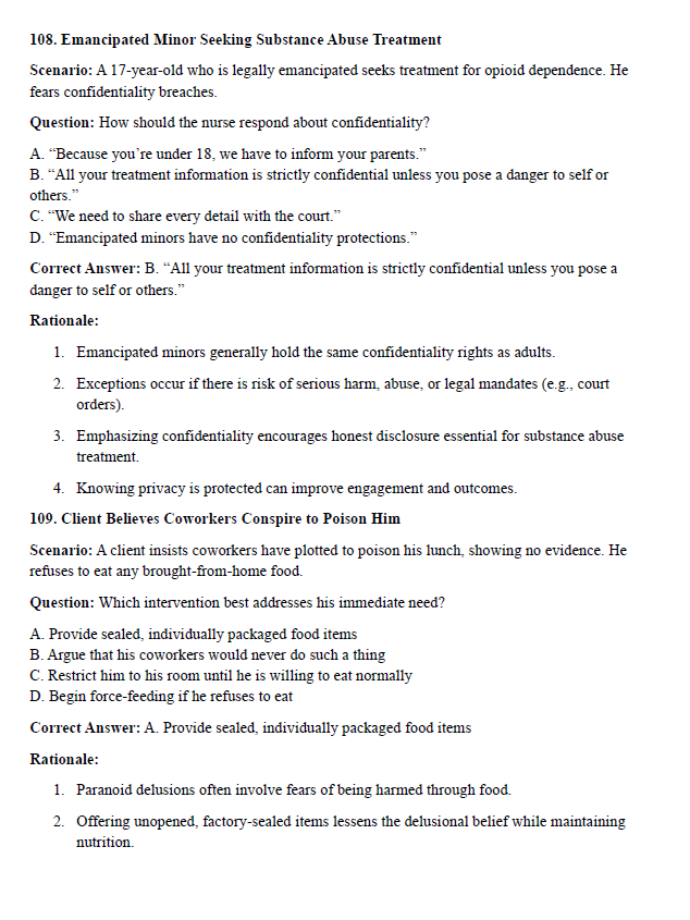 240 Questions for the HESI Mental Health 2024 Exam with Answers & Explanation