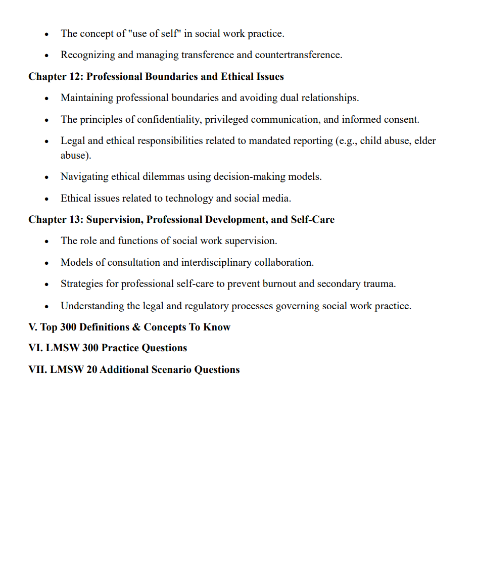 Text document on professional boundaries, ethical issues, supervision, and self-care in social work practice.