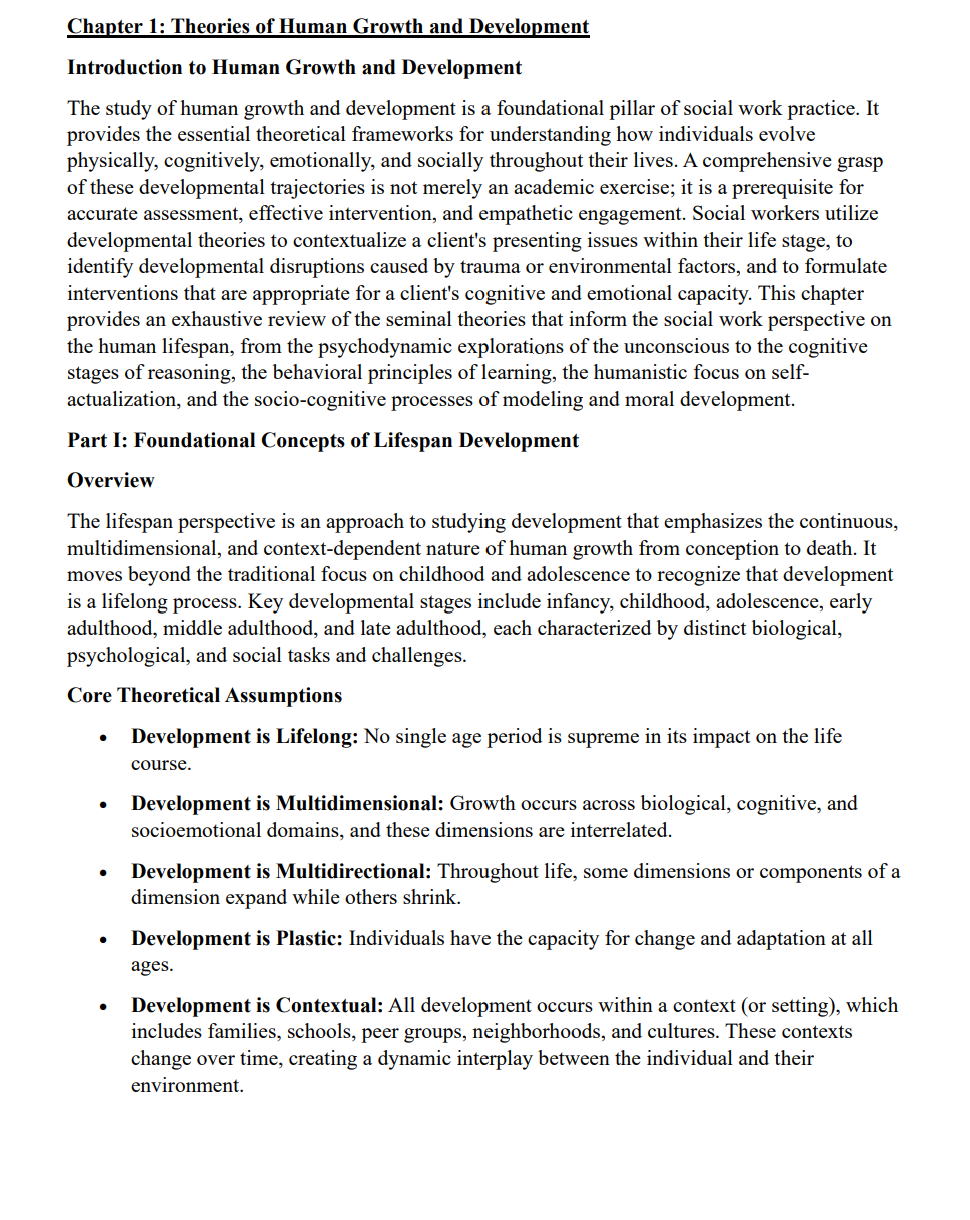 Text document on human growth and development theories with a white background