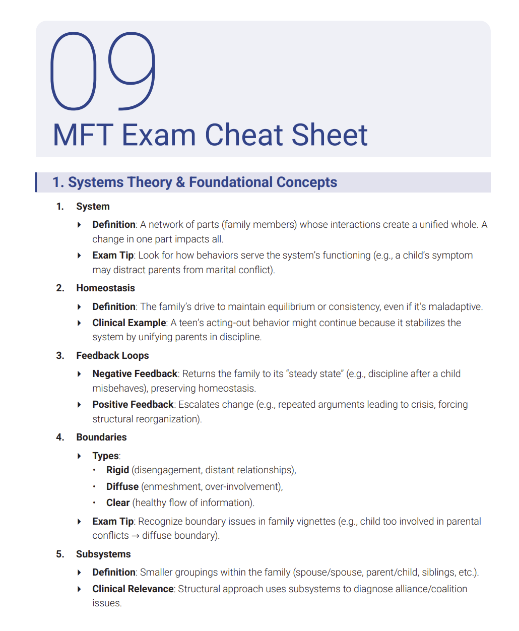 MFT 2025 Study Guide Edition | Includes Detailed Notes, Practice Questions, Cheat Sheet & More