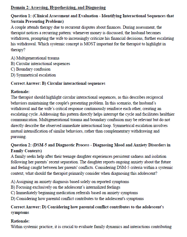 MFT Practice Test Questions 2025 – 300 Questions Across 6 Domains with Extended Rationales