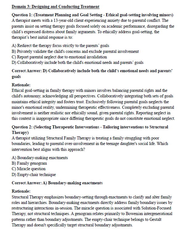 MFT Practice Test Questions 2025 – 300 Questions Across 6 Domains with Extended Rationales
