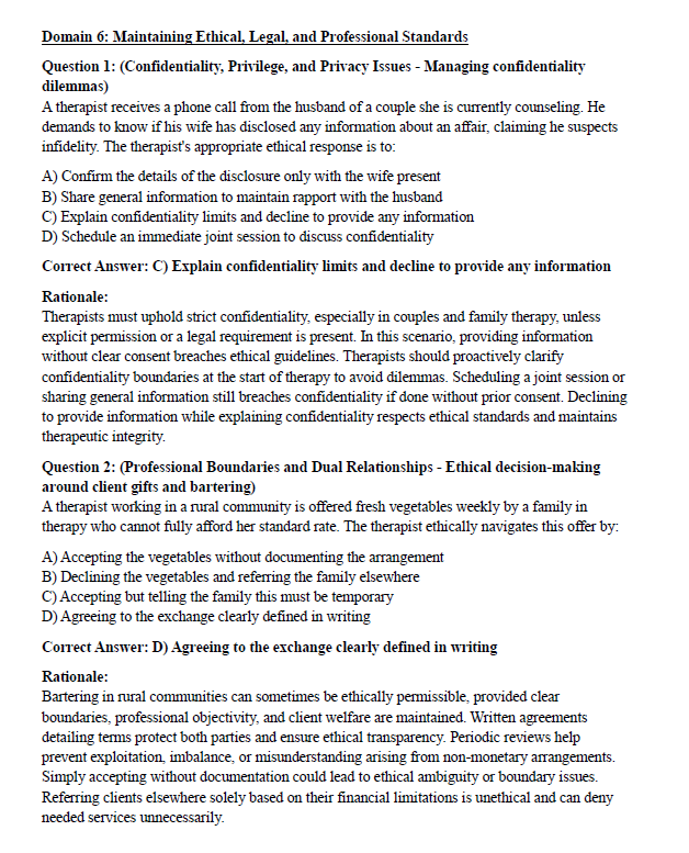 MFT Practice Test Questions 2025 – 300 Questions Across 6 Domains with Extended Rationales