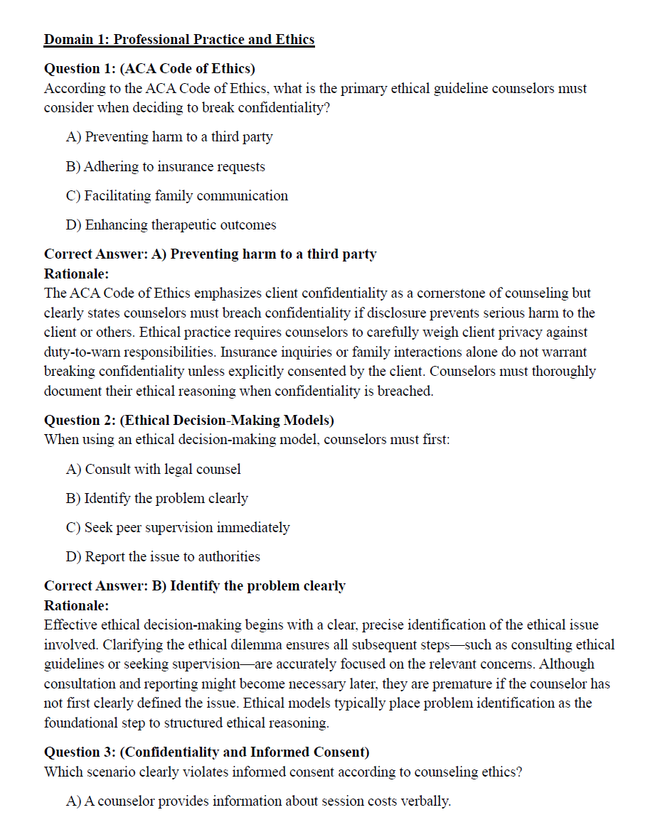 505 NCE Exam Practice Questions 2025 with Detailed Explanations