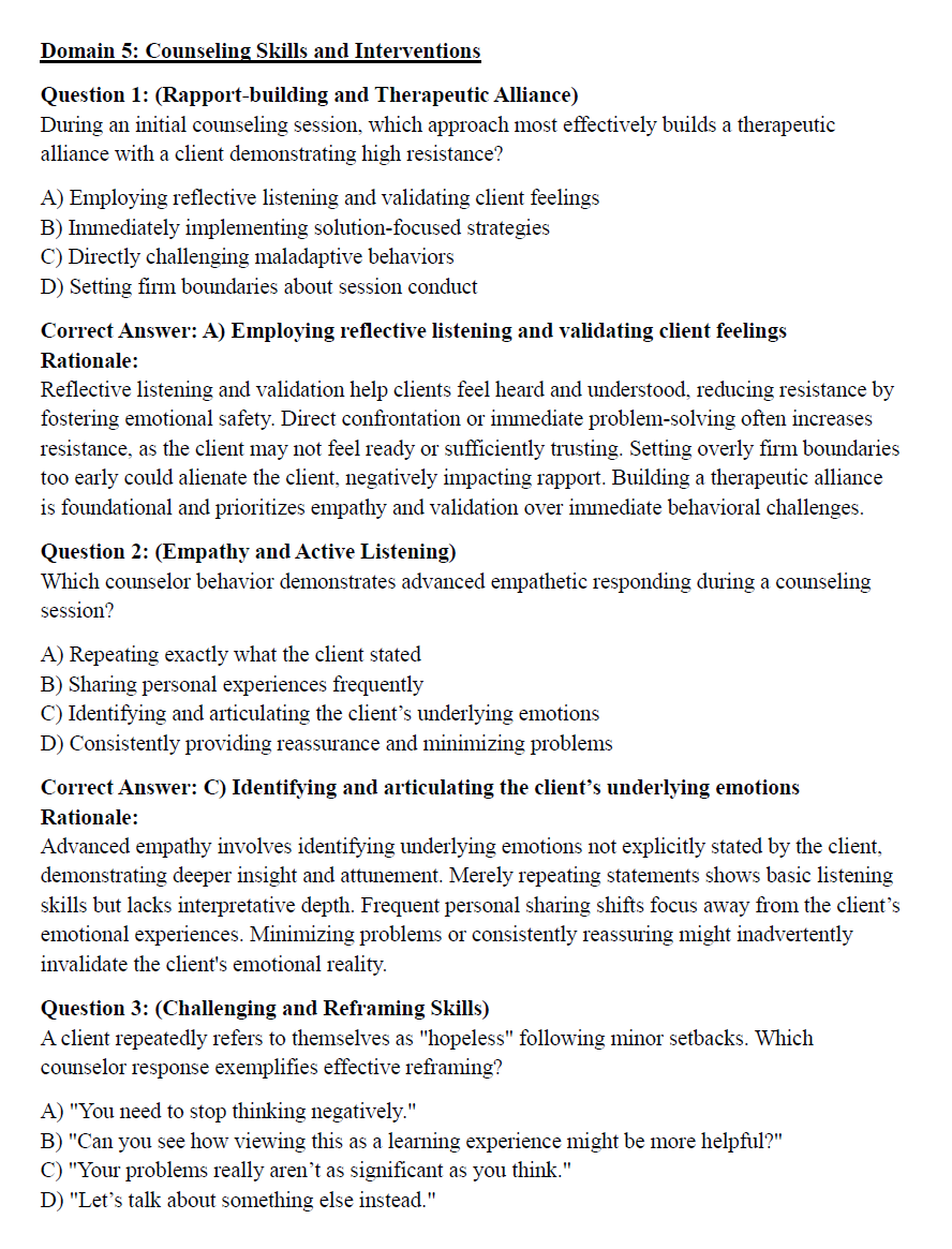 505 NCE Exam Practice Questions 2025 with Detailed Explanations