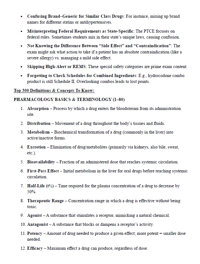 PTCE Exam Complete Study Guide: 185 Pages of Essential Content & 200 Practice Questions