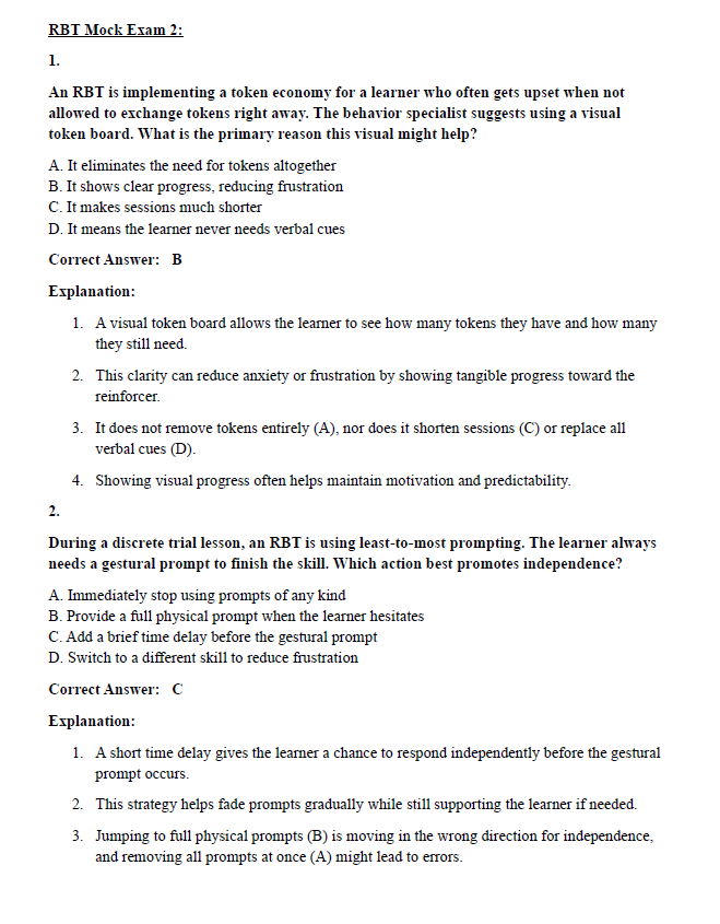 450 Questions for the RBT 2024 Exam with Answers & Explanation