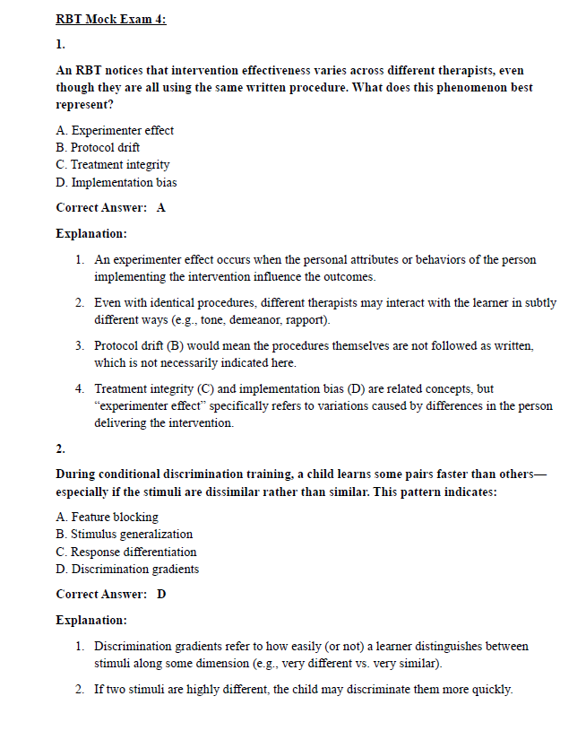 450 Questions for the RBT 2024 Exam with Answers & Explanation