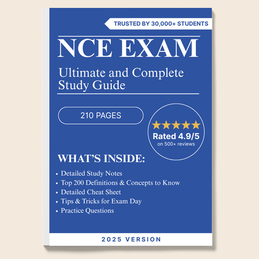 "Ultimate NCE Exam Prep Bundle with 905 Questions & Study Guide"