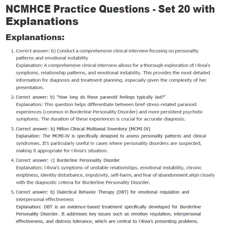 600 Questions for the NCMHCE 2024 Exam with Answers & Explanations - The Health Exams