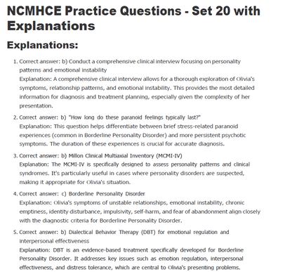 600 Questions for the NCMHCE 2024 Exam with Answers & Explanations - The Health Exams