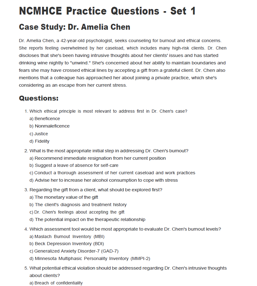 600 Questions for the NCMHCE 2024 Exam with Answers & Explanations - The Health Exams
