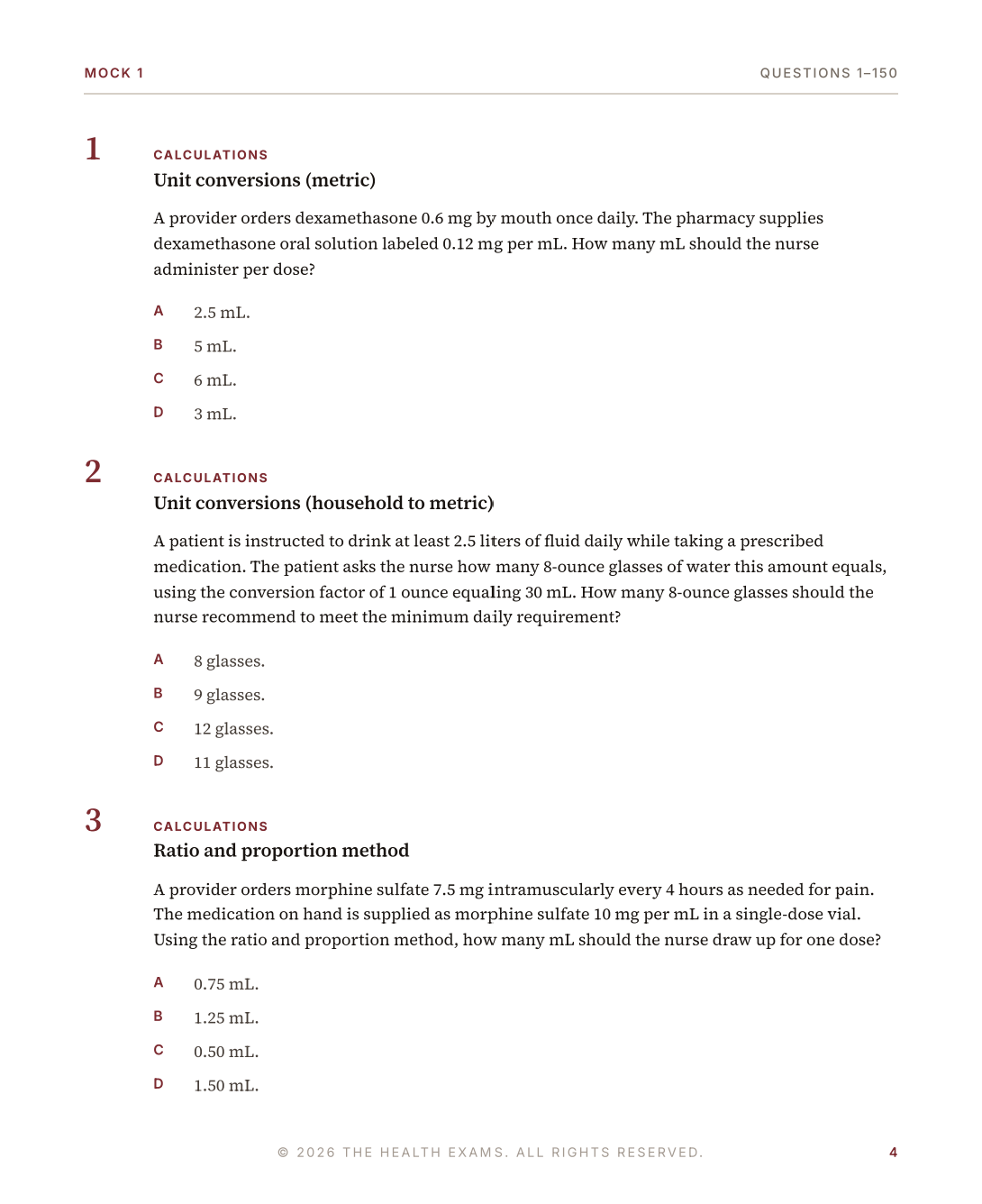 ATI Dosage Calculation Practice Questions – 450 Items, 3 Mock Exams & Rationales | Digital Download