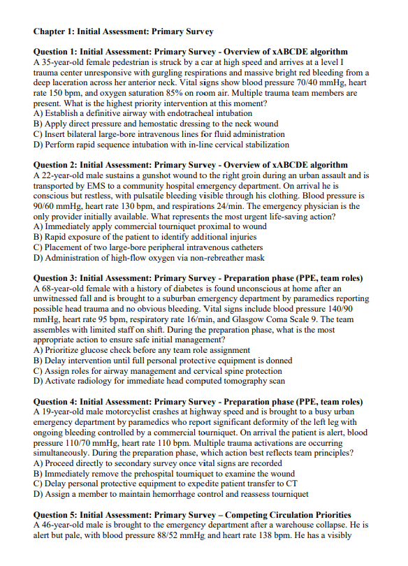 ATLS Practice Questions | 870 Exam-Style Trauma Questions