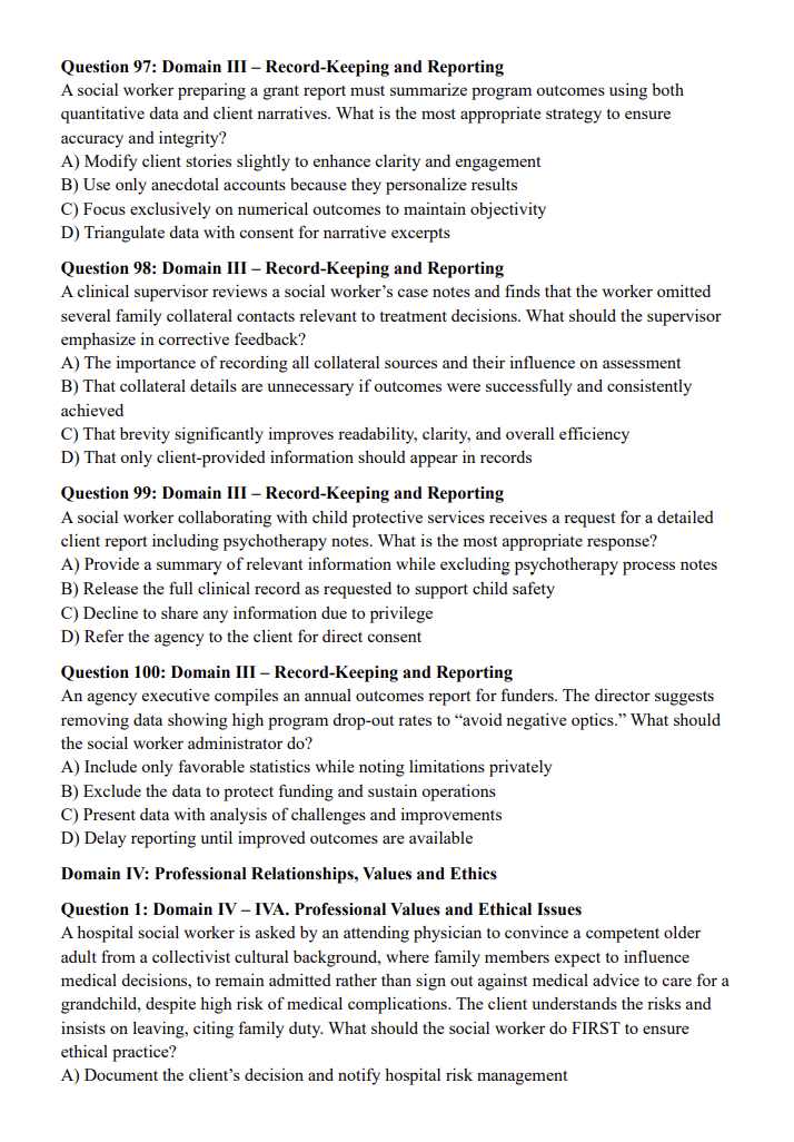 Advanced Generalist Practice Questions – 400 ASWB-Style Questions by Domain (Digital Download)