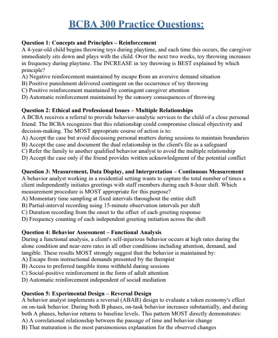BCBA 2026 Study Guide & 300 Practice Questions – Mock Exams, Rationales, Mnemonics & Comparison Tables | Digital Download