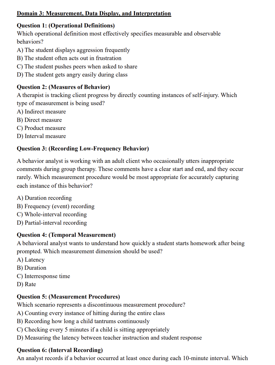 BCBA 2025 Practice Questions: 350 Domain-Specific Questions with Detailed Rationales