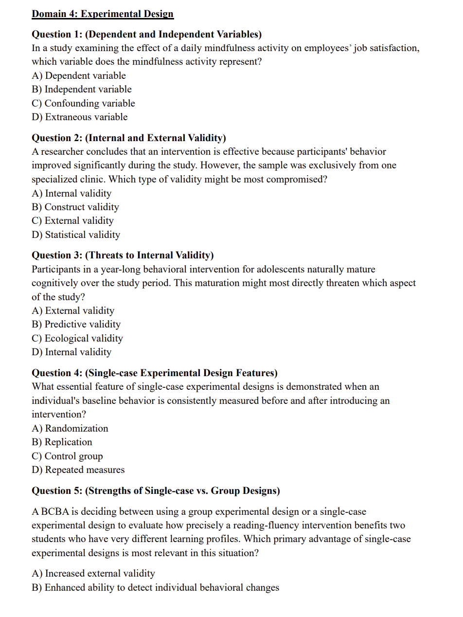 BCBA 2025 Practice Questions: 350 Domain-Specific Questions with Detailed Rationales