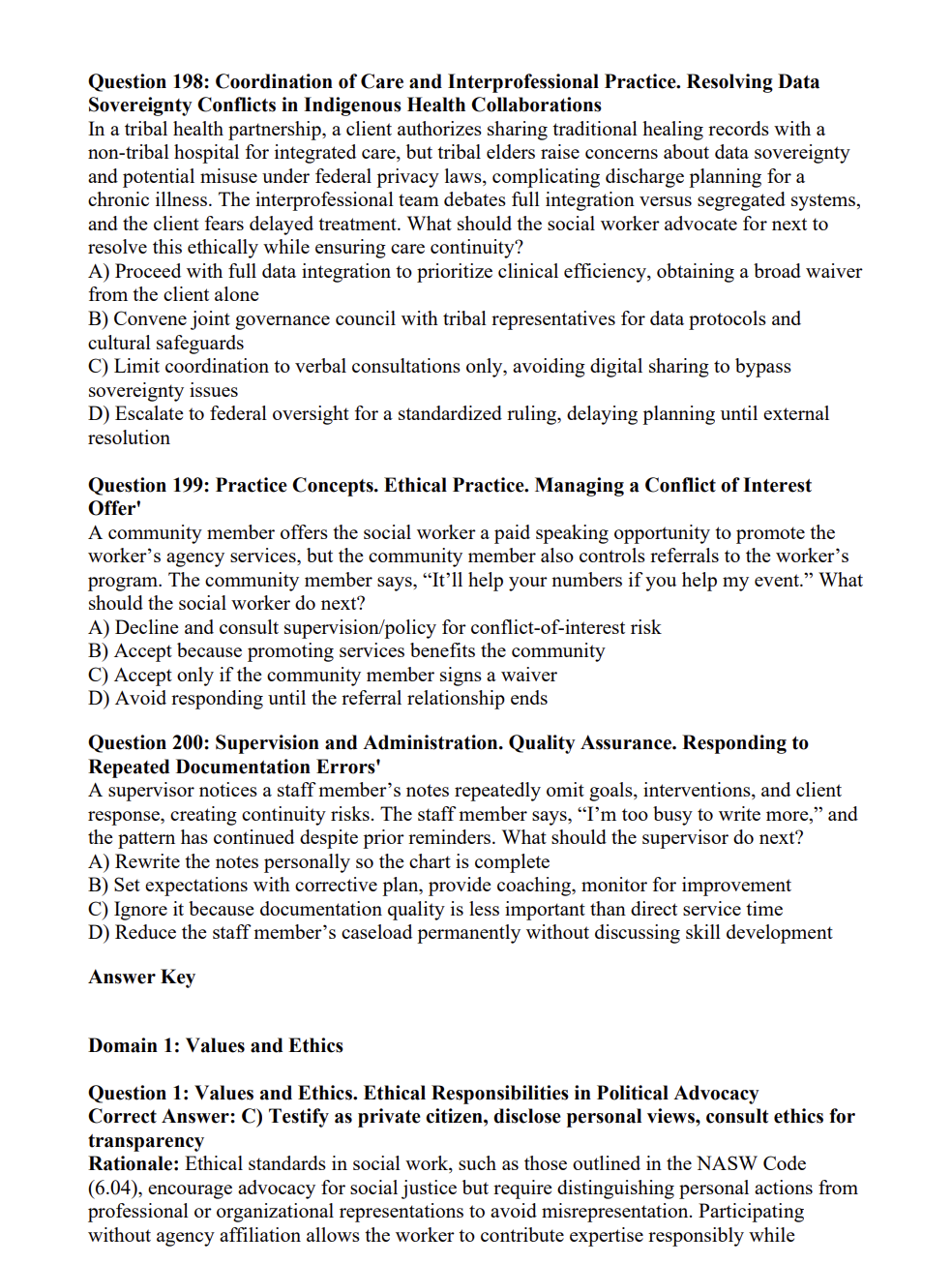 BSW Practice Questions – 600 Practice Questions with Detailed Explanations