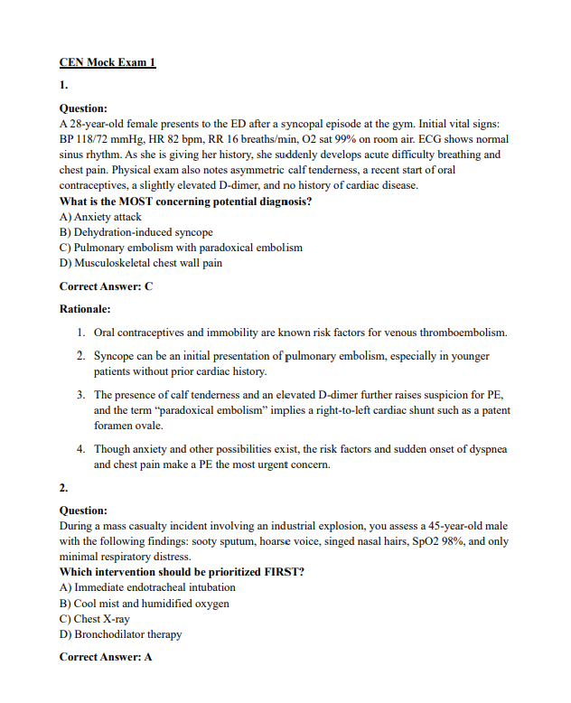 475 Questions for the Certified Emergency Nurse (CEN) 2026 Exam with Answers & Explanations