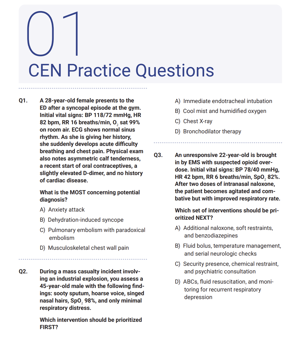 175 Questions for the Certified Emergency Nurse (CEN) 2025 Exam with Answers & Explanations