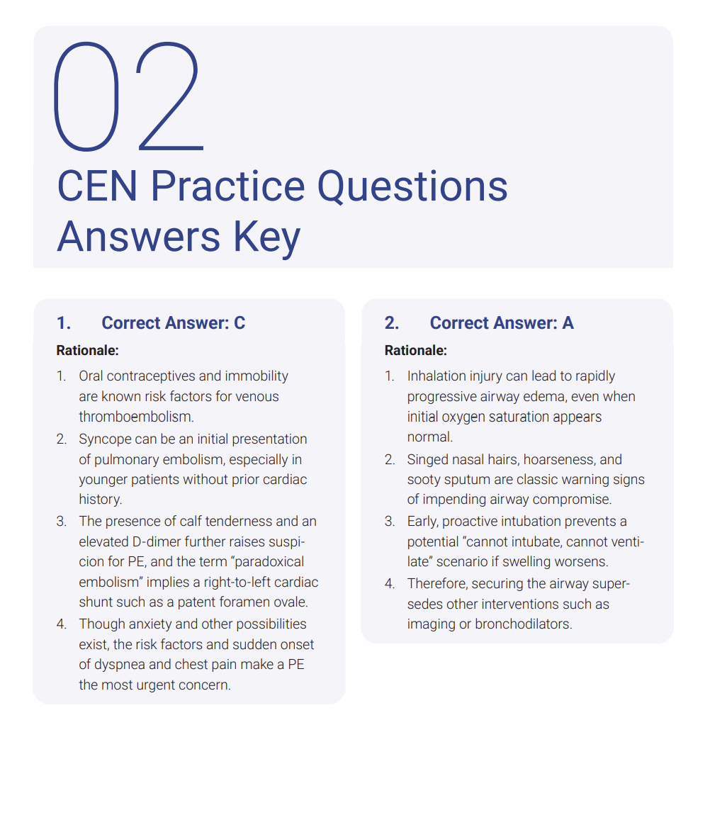 175 Questions for the Certified Emergency Nurse (CEN) 2025 Exam with Answers & Explanations