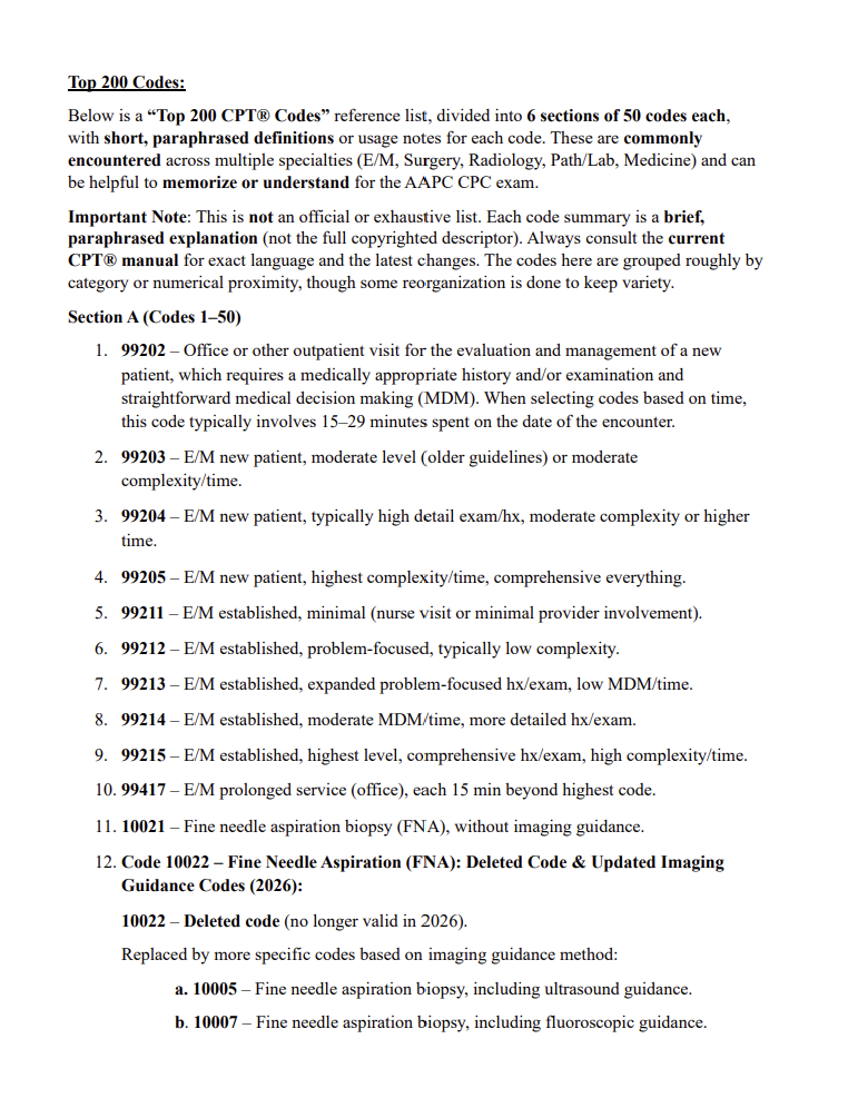 AAPC CPC 2026 Ultimate Exam Study Guide | 380 Pages of Detailed Notes, Mock Exams, Cheat Sheets, & More