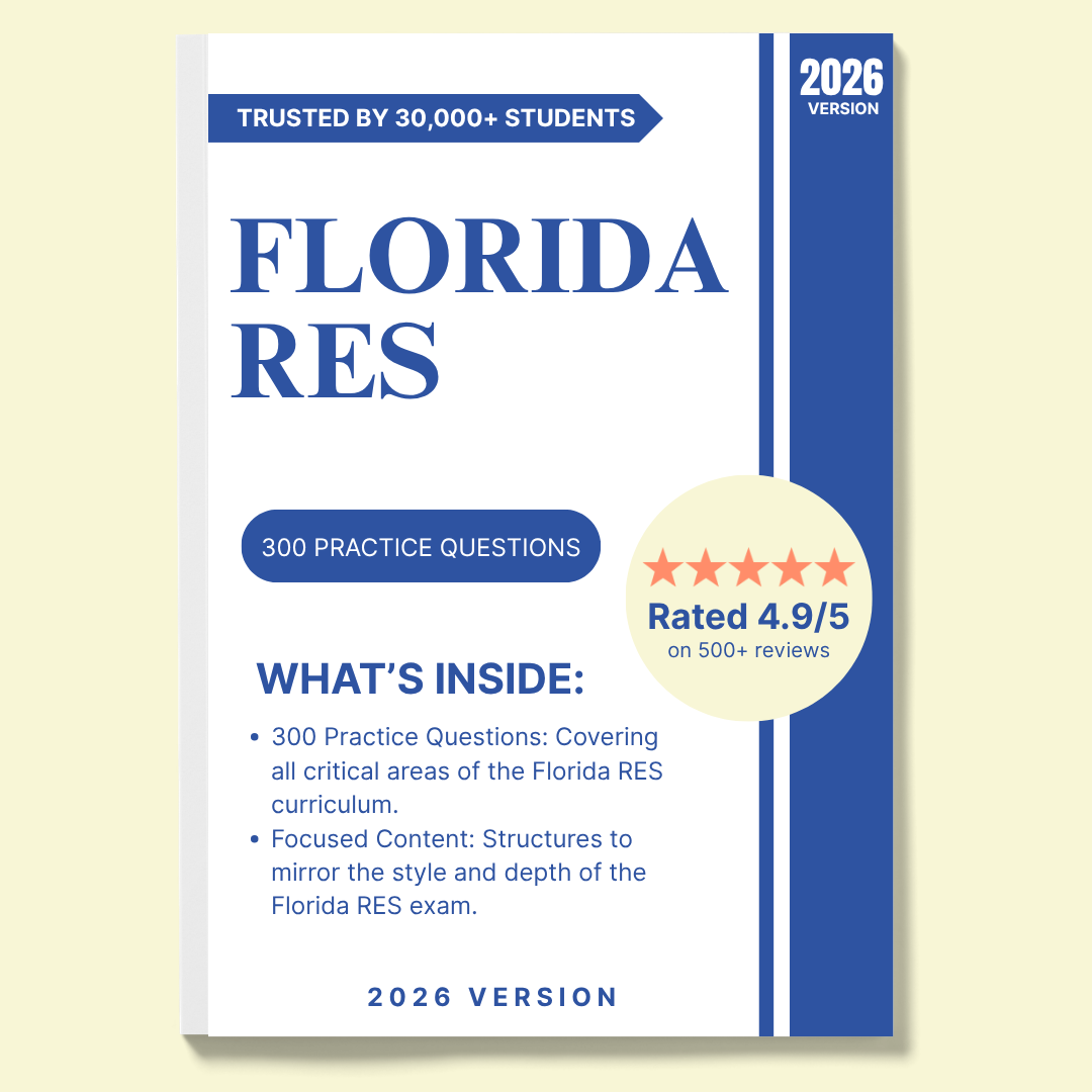 Florida Real Estate Exam Practice Questions – 300 Items, 3 Mock Exams & Rationales | Digital Download