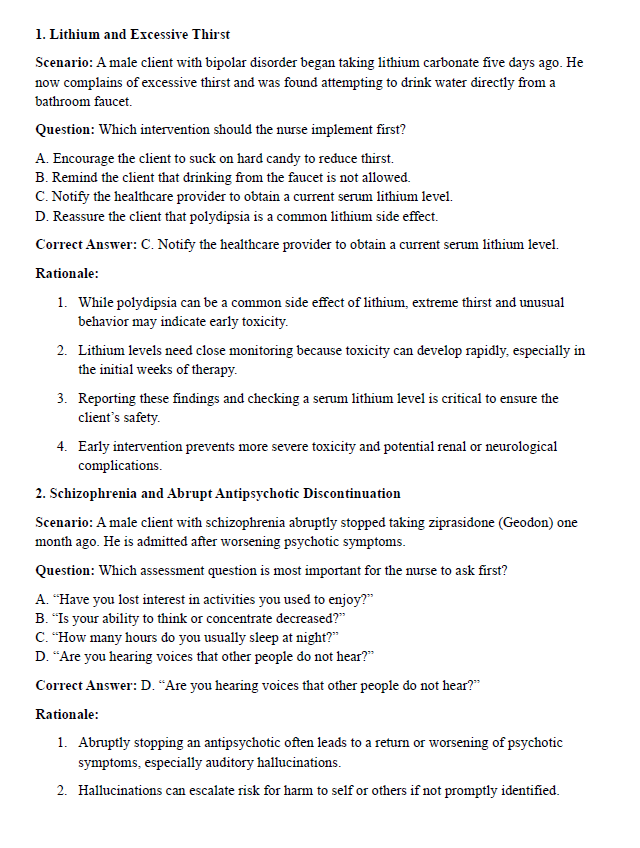 240 Questions for the HESI Mental Health 2024 Exam with Answers & Explanation