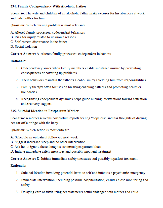 240 Questions for the HESI Mental Health 2024 Exam with Answers & Explanation