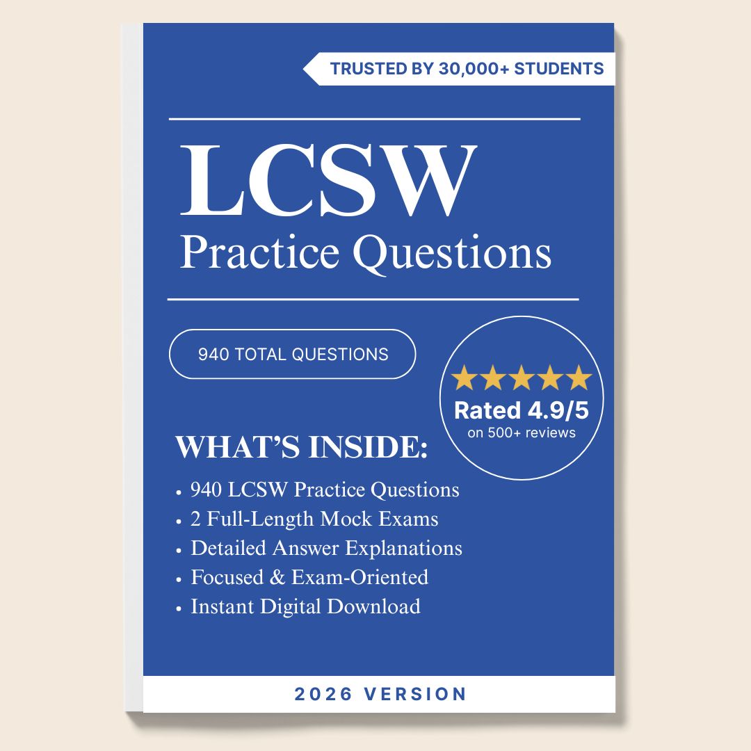LCSW 940 Practice Questions + 2 Mock Exams (Digital Download)