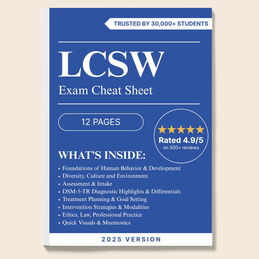 LCSW Exam Cheat Sheet — Complete Study Reference (13 Pages)