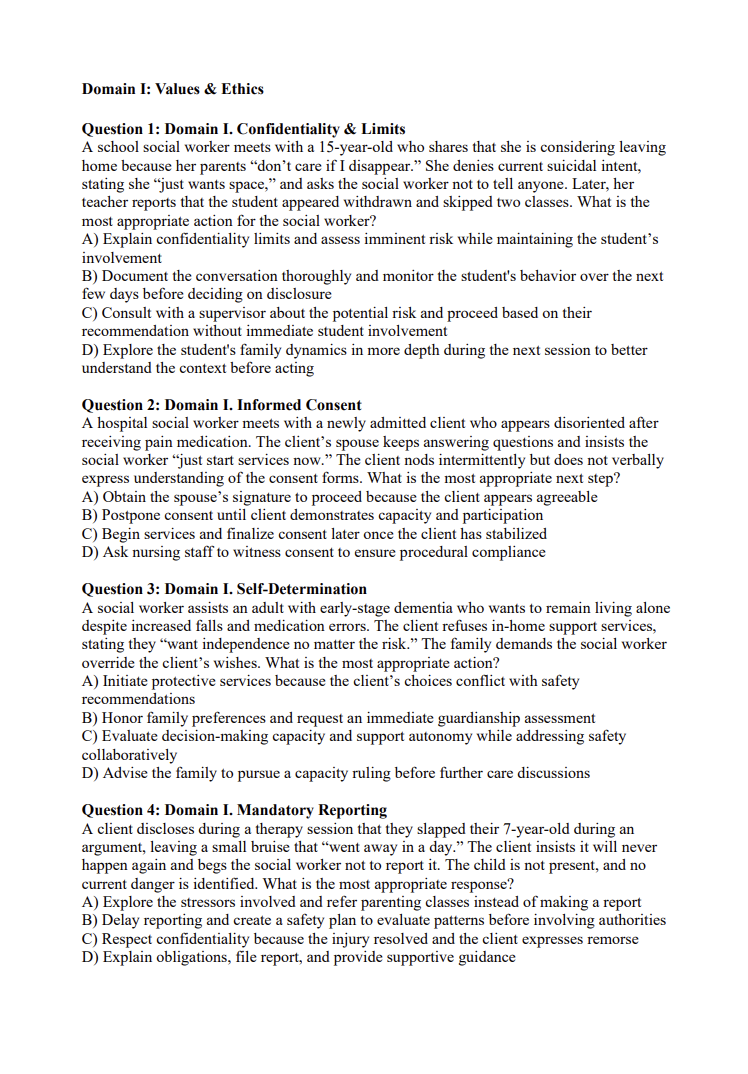 LMSW Practice Questions – 940 Total Questions (2 Full Mock Exams + 600 Domain-Based Practice) | Digital Download