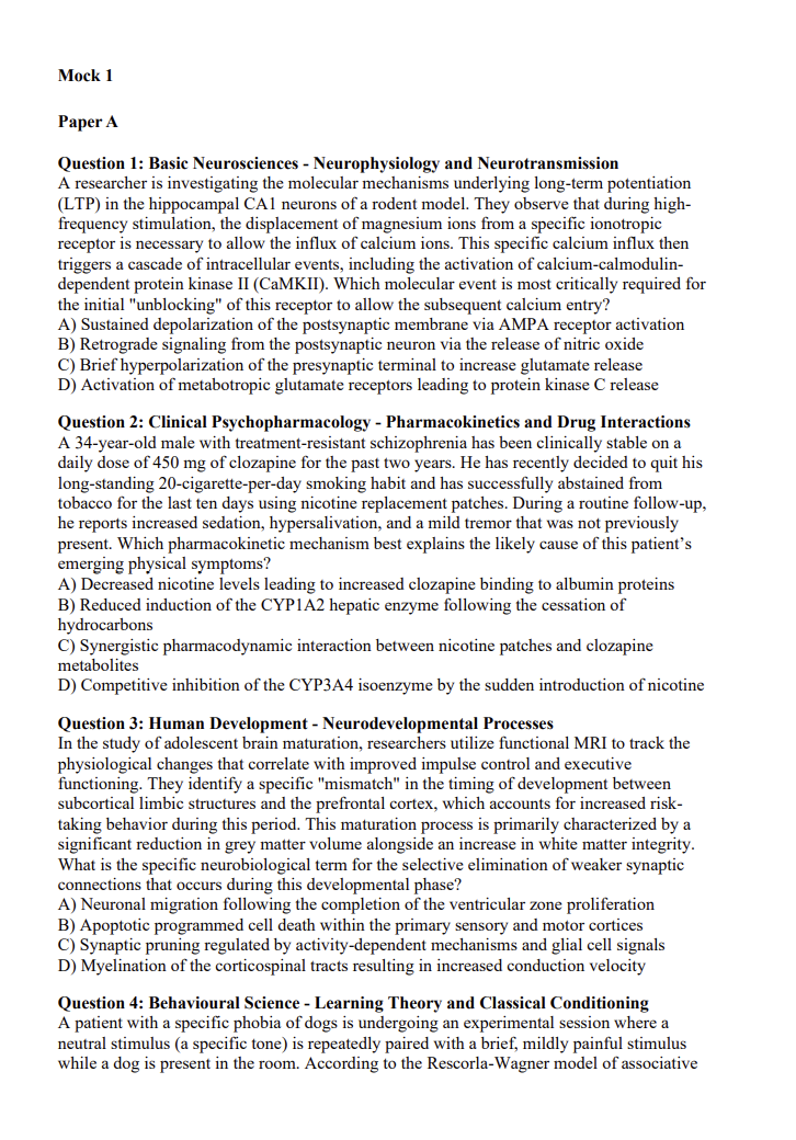 MRC Pysch 600 Practice Questions with Detailed Explanations