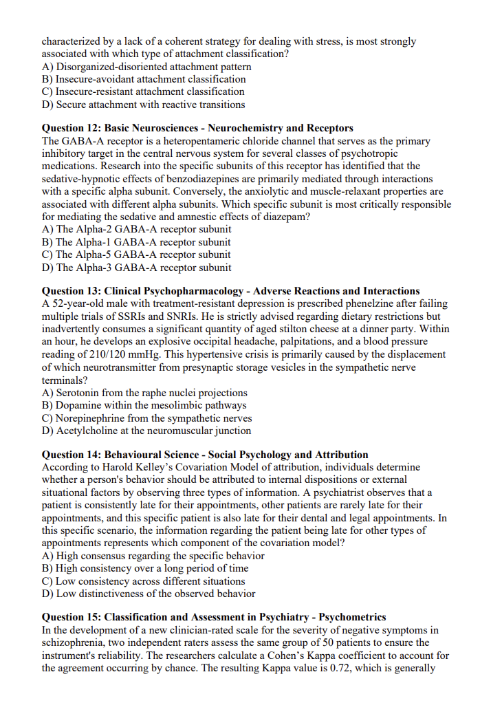 MRC Pysch 600 Practice Questions with Detailed Explanations