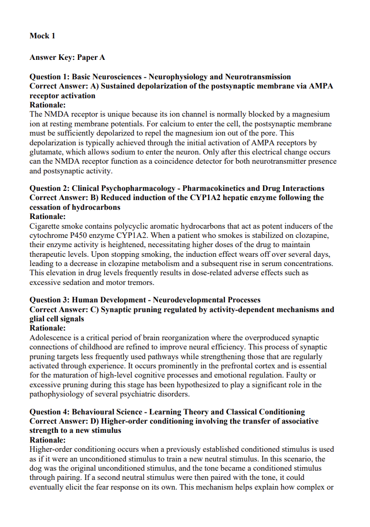 MRC Pysch 600 Practice Questions with Detailed Explanations