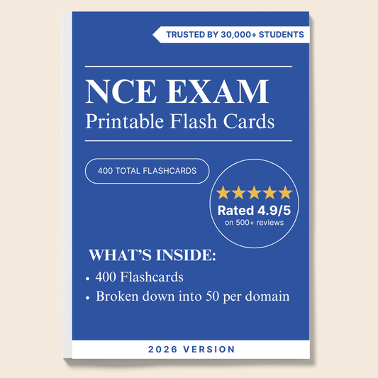 NCE Flashcards: 400 Printable Digital Flashcards for Exam Success
