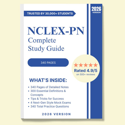 NCLEX-PN 2026 Study Guide | 340 Pages & 4 NGN Mock Exams