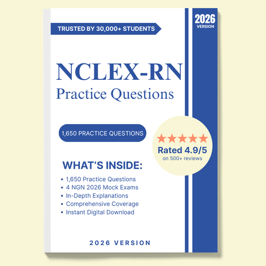 NCLEX-RN 2026 Practice Question Bank – 1,650 Questions + NGN Scenarios (Digital Download)