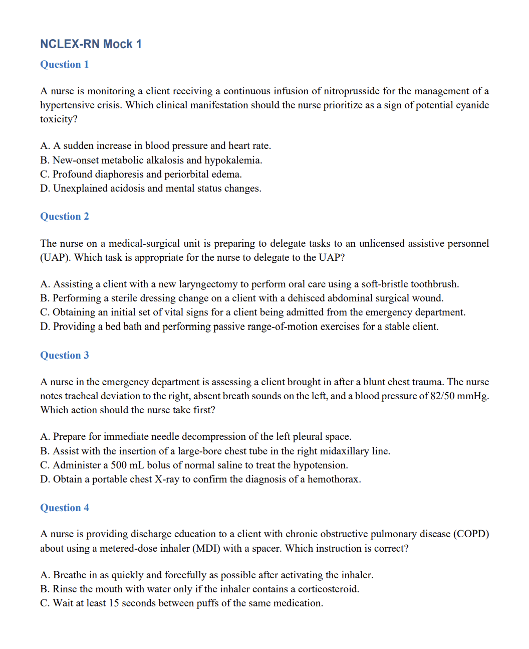 NCLEX-RN 2026 Study Guide (413 Pages) with 4 NGN Mock Exams