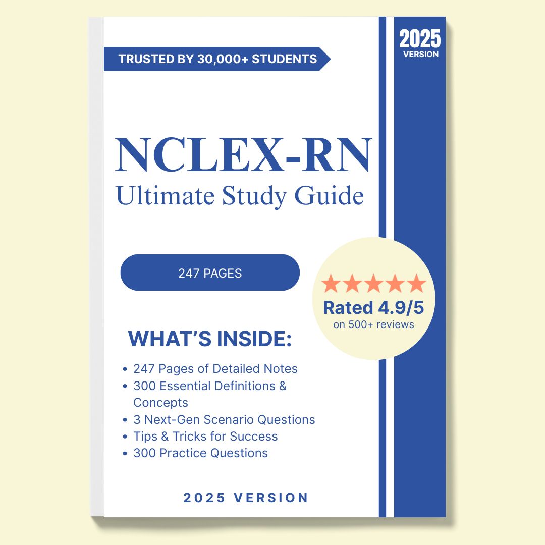 NCLEX-RN 2025 Study Guide – 247 Pages + 300 Questions (Digital Download)