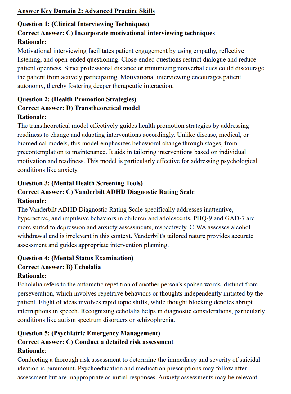 PMHNP Exam Practice Questions: 320 Domain-Specific Questions with Detailed Rationales