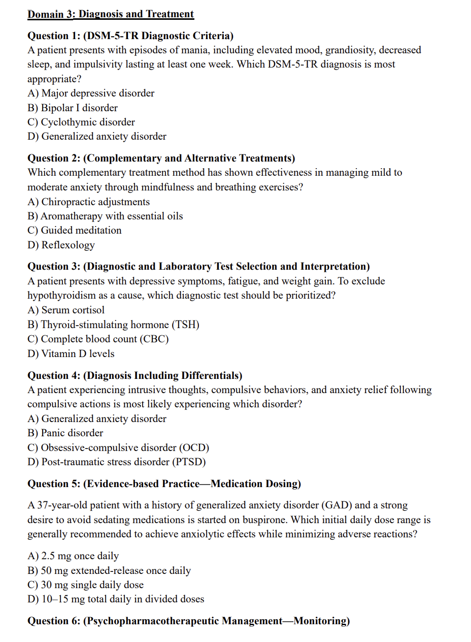 PMHNP Exam Practice Questions: 320 Domain-Specific Questions with Detailed Rationales