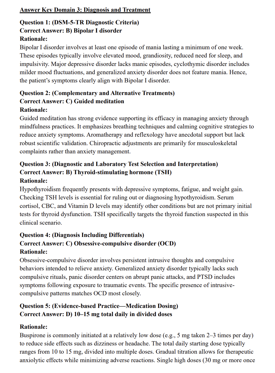 PMHNP Exam Practice Questions: 320 Domain-Specific Questions with Detailed Rationales