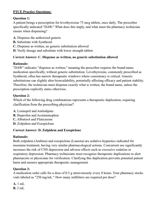 PTCE Study Guide 2026 | 357-Page Review + 200 Practice Questions & Detailed Answers