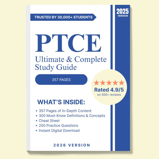 PTCE Study Guide 2026 | 357-Page Review + 200 Practice Questions & Detailed Answers