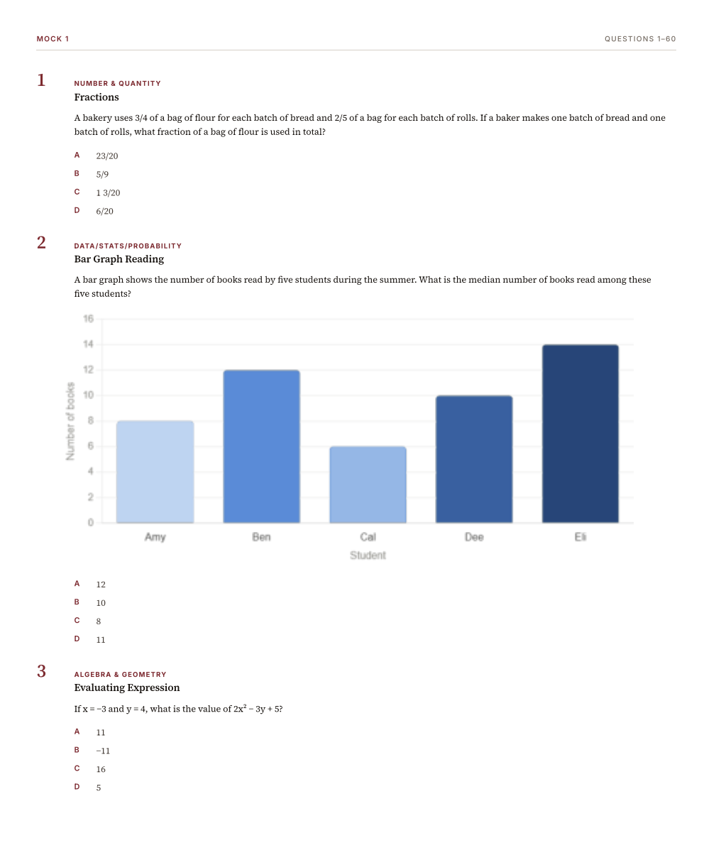 Praxis Core Math Practice Questions – 300 Items, 5 Mock Exams & Rationales (5733) | Digital Download